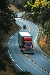 马路上行驶中的大卡车