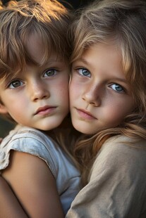 小男孩小女孩天真烂漫