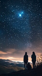 情侣看流星雨