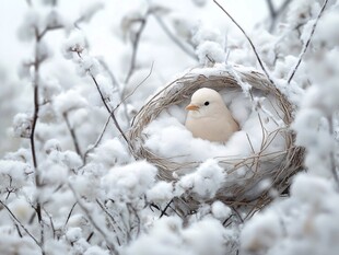 雪中鸟窝