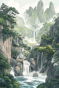 插画山水风景