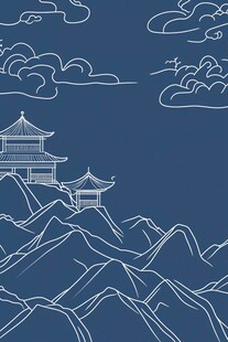 线描山水画背景