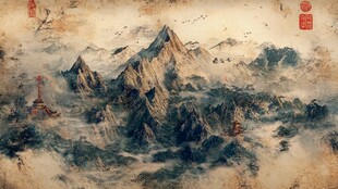 水墨数字画山水画壁纸