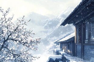 雪景古风插画