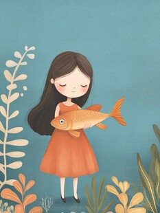 抱着锦鲤的女孩