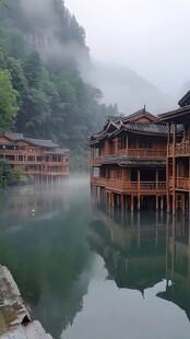 烟雨朦胧湘西风光