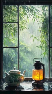 临茶听雨