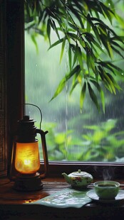 临茶听雨