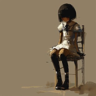 孤单的小女孩插画