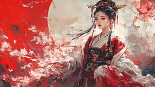 红衣少女设计古风