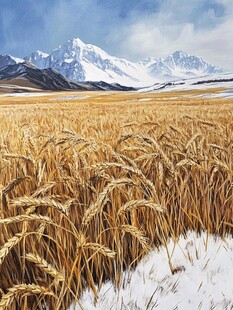 麦田高山雪山