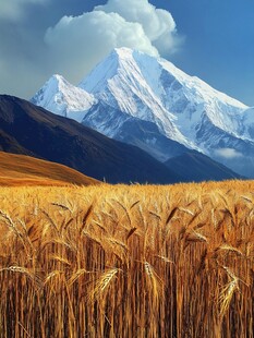 麦田高山雪山