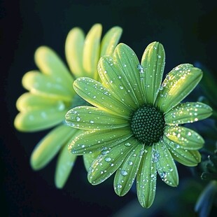 菊花丝丝沾雨珠