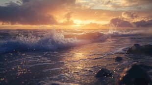 海浪浪花日出日落