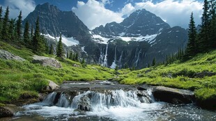 唯美风景山间流水