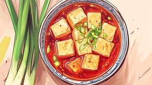 麻婆豆腐插画