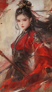 红衣少女设计古风