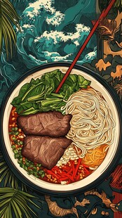 牛肉面插画