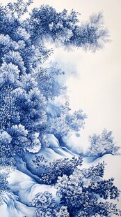 青花瓷松树装饰画