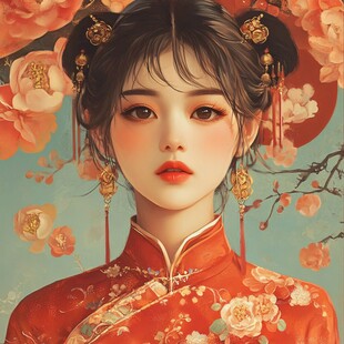 古风美女头像插画封面