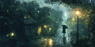 雨巷插画