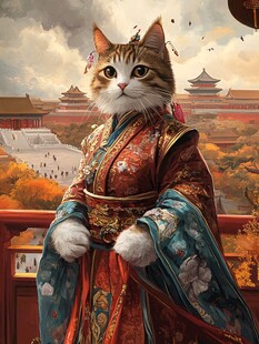 宫女逗猫