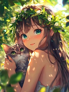 抱猫少女