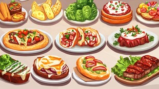 熟食插画