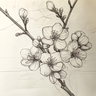 素描桃花