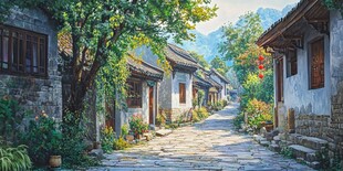 美丽乡村古镇街景