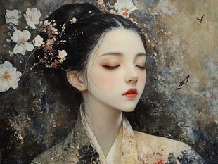 古风美女头像插画封面