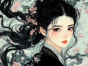 古风美女头像插画封面