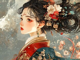 古风美女头像插画封面