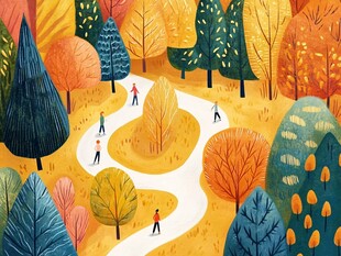 秋天文创插画