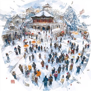 布达拉宫水彩