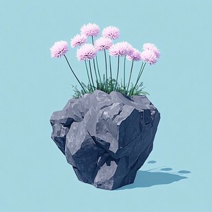 格桑花野花菊花石块