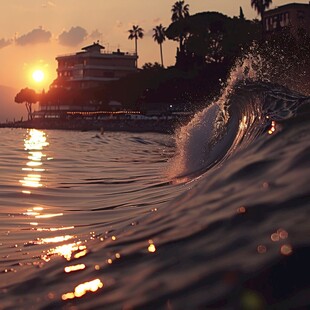 海浪浪花日出日落