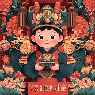 恭喜发财文创插画