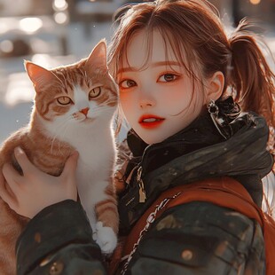 抱猫少女