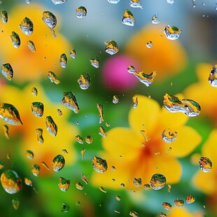 鲜花雨滴