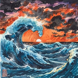 海浪美术绘画