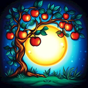 苹果树下模板