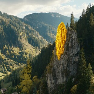 森林高山石头