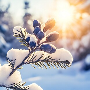 积雪阳光树枝