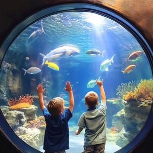 水族馆看鱼的小孩