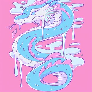 蜿龙扁平卡通插画