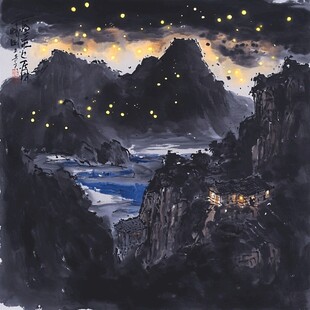 夜景山水画