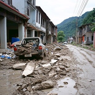 泥石流损毁道路