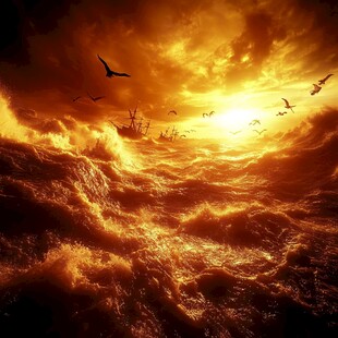 金色海面耶稣之光曙光