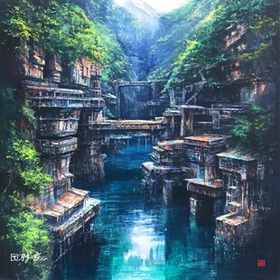 爨底下风情油画